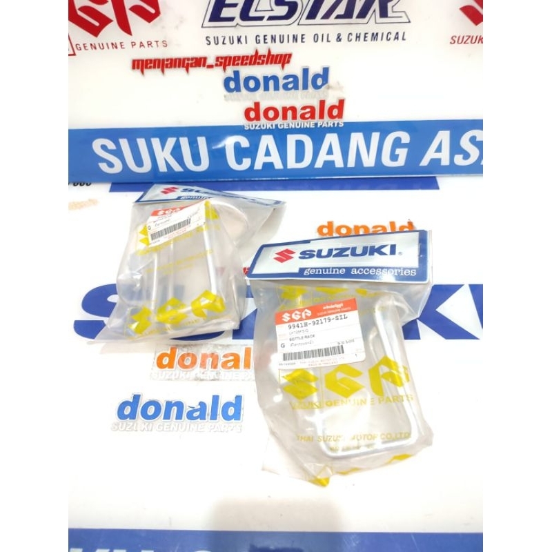 Rack Gantungan Botol SILVER  Suzuki Skywave  Hayate Spin Skydrive125 SGA Barang Baru Asli Original S