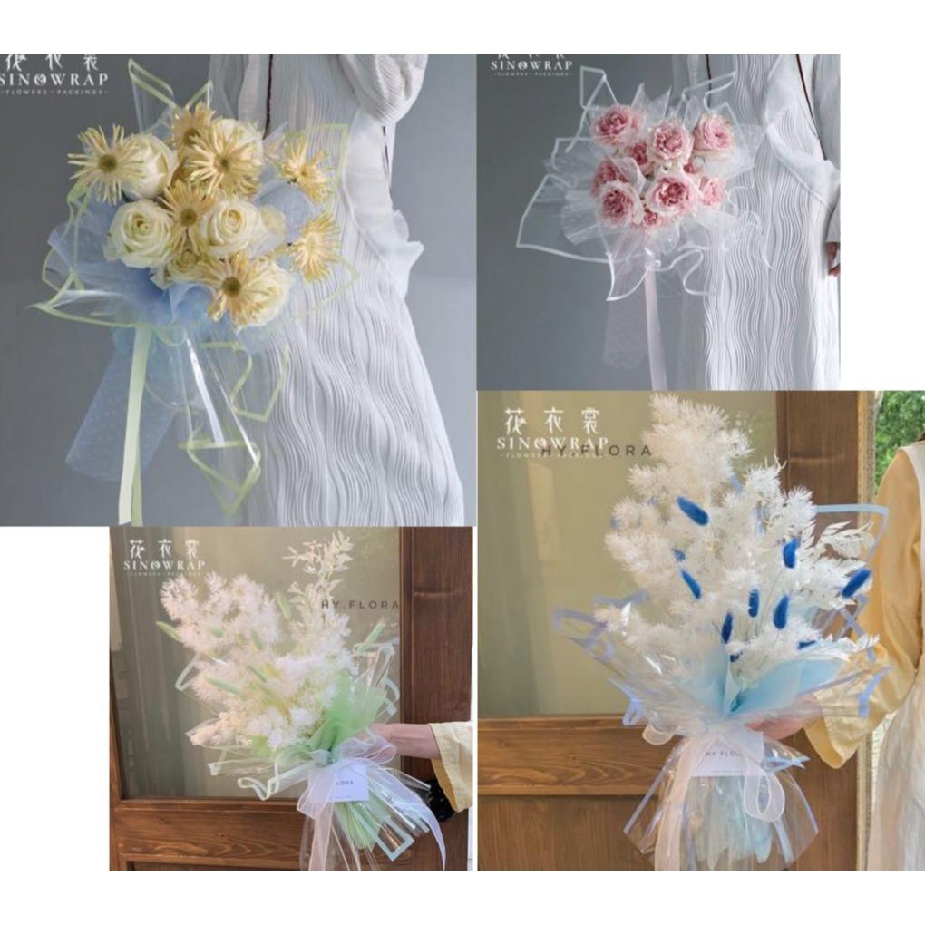 

Luluna / Kertas Bunga / 5 LEMBAR Clear Line OPP / kertas wrapping / buket bunga / kertas bunga MURAH