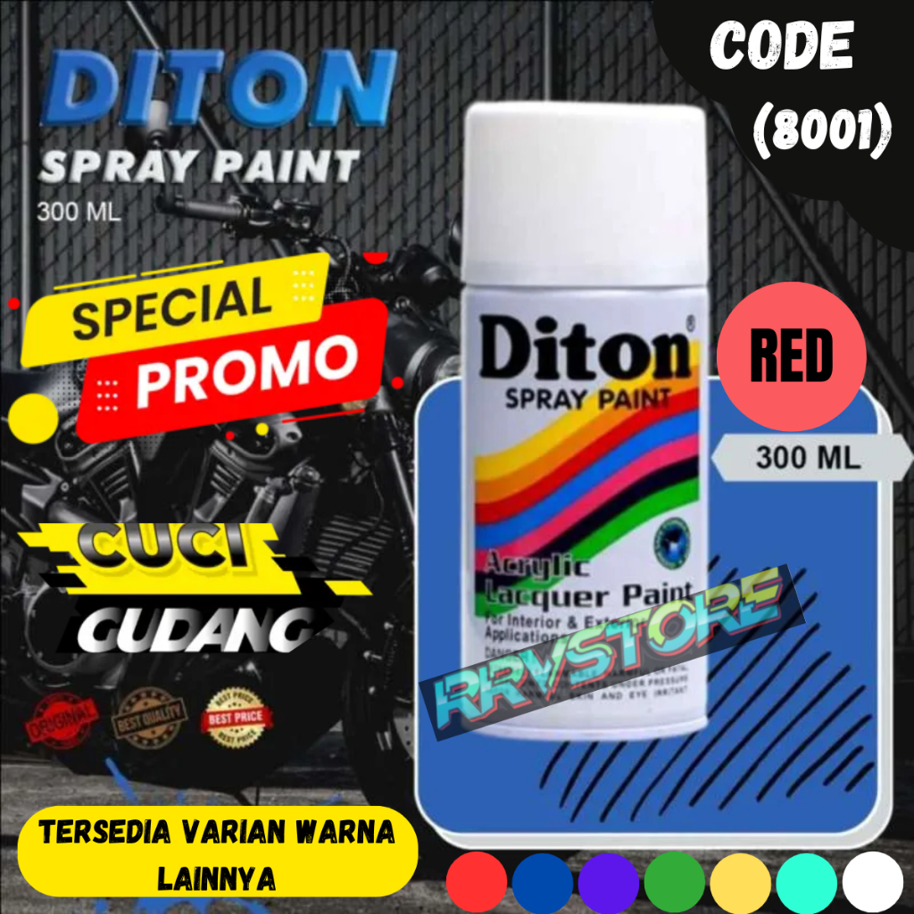 CAT SEMPROT DITON RED (8001) 300cc CAT DITON WARNA MERAH STABILO 300cc PYLOX