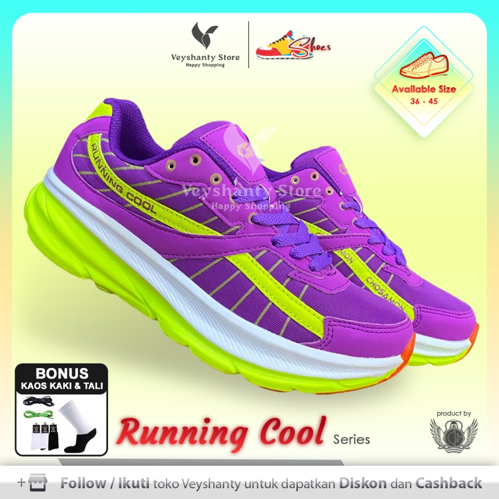 [VEYSHANTY] Sepatu Pria Wanita CS Running Cool Premium Quality - Warna Ungu | Casual | Sport | Fashi