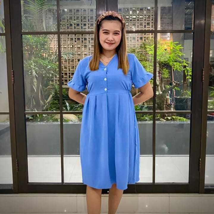 Midi dress crinkle airflow busui casual wanita / Daster busui crinkle / hana inara dress