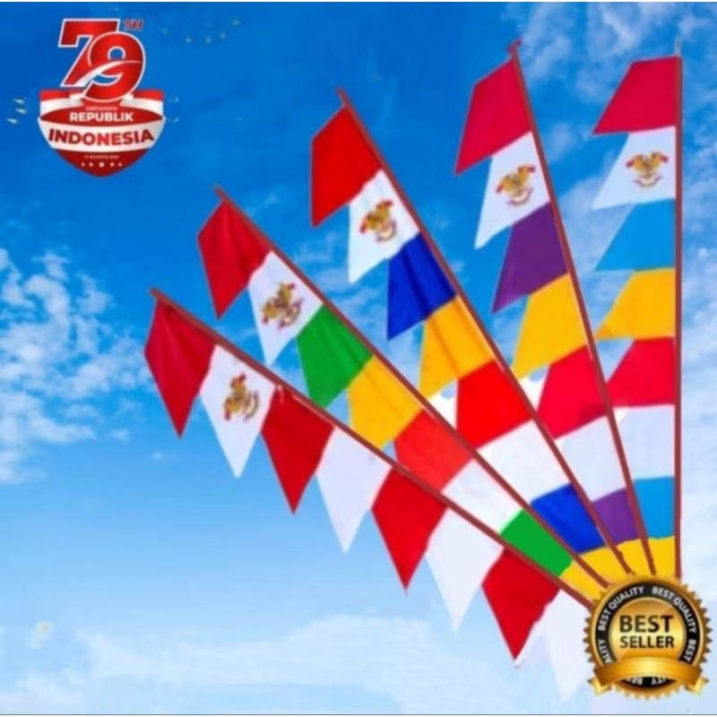 10 Biji Umbul Umbul Warna Warni / Merah Putih 10 Gelombang Mata Zig Zag