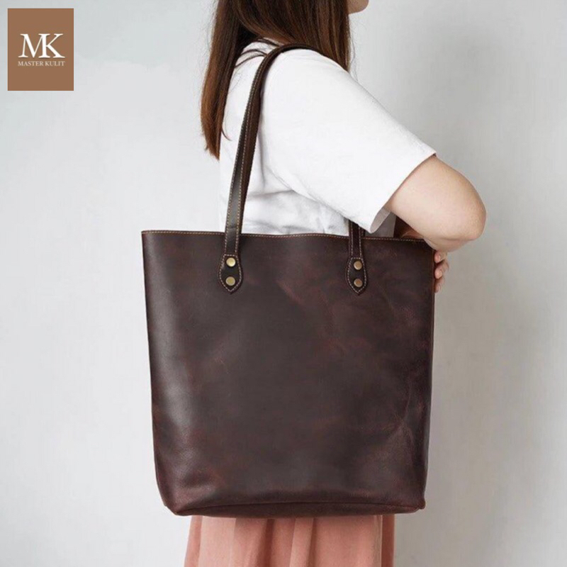 Tas Tote Bag Wanita Full Kulit Asli Mk36