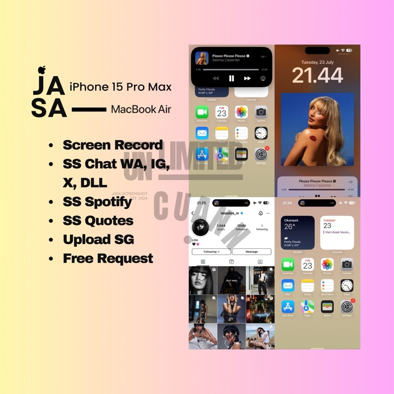 Jasa Screenshot Ip 15 Pro Max dan MacBook