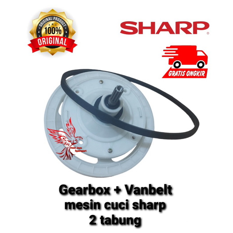 [ PAKET HEMAT ]Set Gearbox + Vanbelt Mesin Cuci SHARP ES-T99SJ 2 Tabung