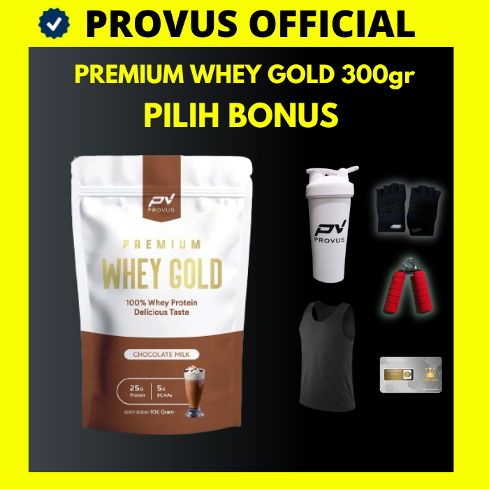 

PROVUS PREMIUM WHEY GOLD 300GR - WHEY PROTEIN CONCENTRATE BPOM HALAL PACKING TAMBAHAN BUBBLE WRAP WARNA HITAM ORIGINAL BPOM