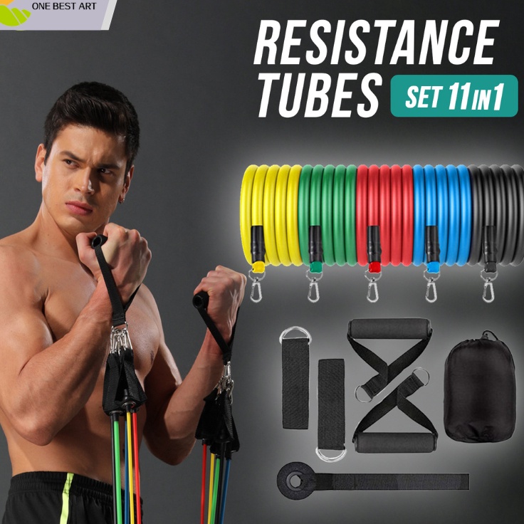 Best Seller  Resistance Bands Set 11 IN 1 Set Tali Pembantu Fitness  Resistance Tubes Elastic Gym  A