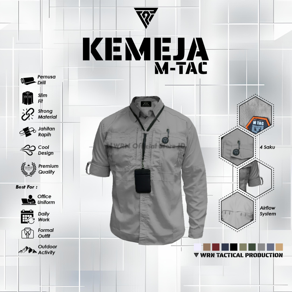 WRNTAC.ID - Kemeja Tactical M-Tac Slimfit Lengan Panjang Premium Ripstop Pernusa Drill High Quality 