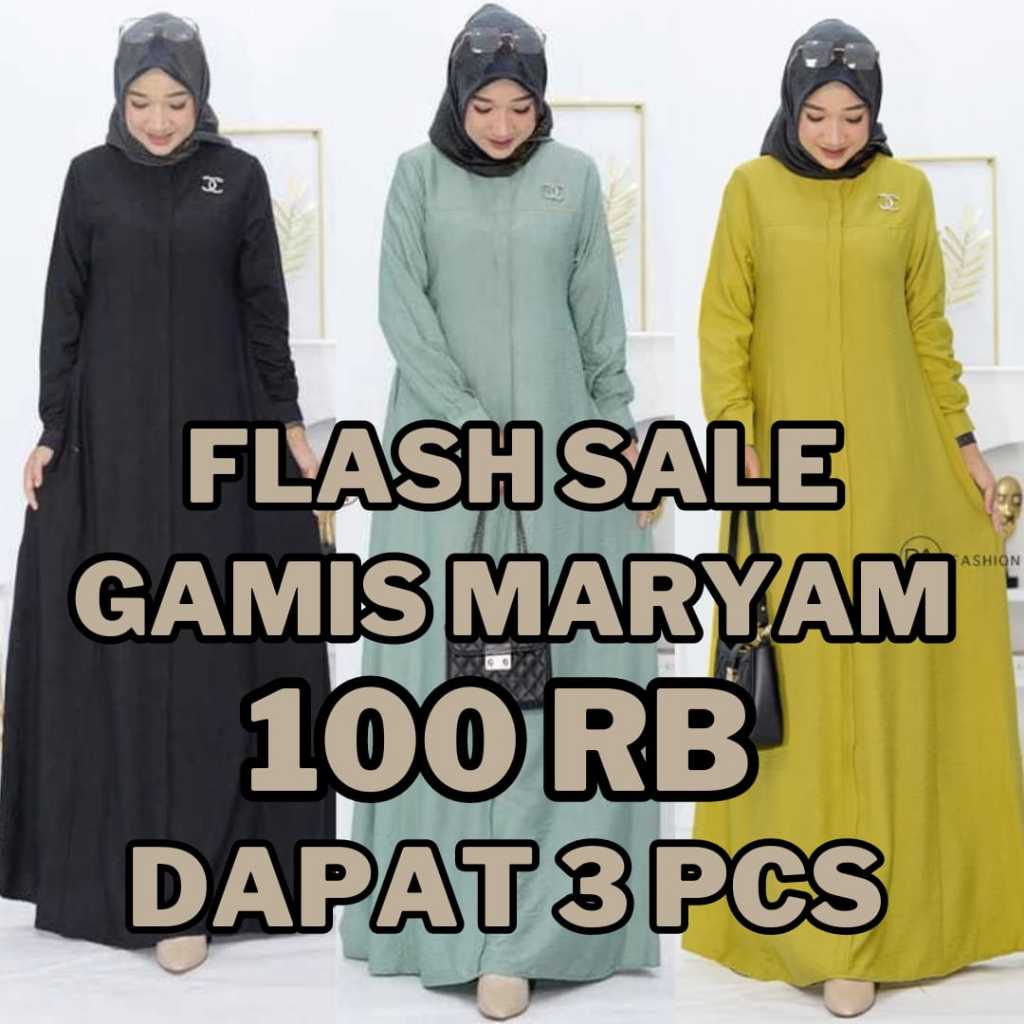 PAKET HEMAT GAMIS MARYAM 100 RIBU 3 PCS BAHAN CRINKLE PREMIUM