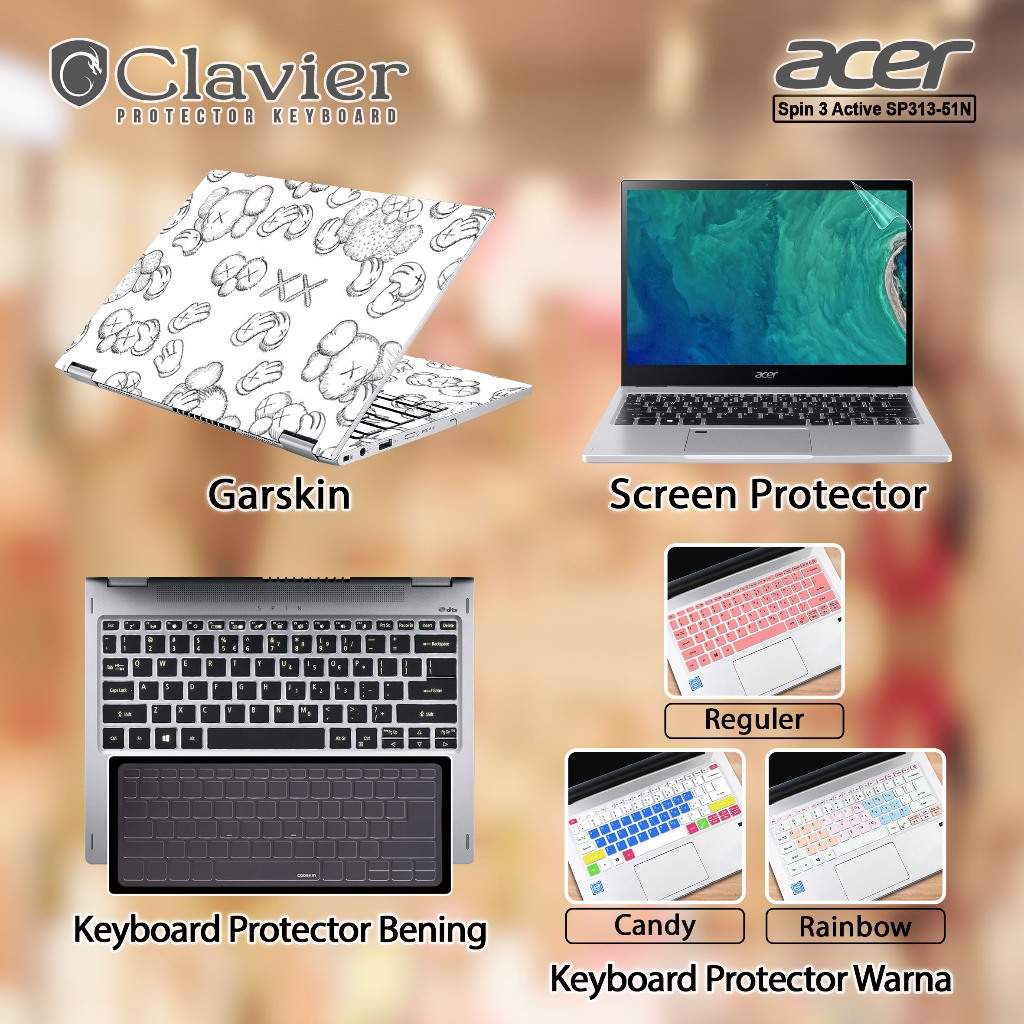 Cover Keyboard Screen Protector Garskin Laptop Anti Gores Acer Spin 3 Active SP313-51N-548H 58RG 70Y