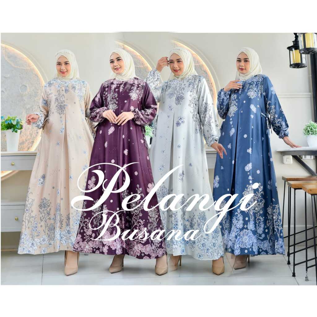 Gamis RINJANI Bahan silk Premium Terbaru Kekinian Murah Dress Busui Muslim Wanita Jumbo LD 120
