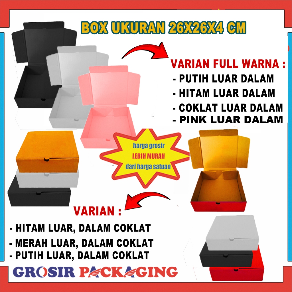 

Box 26x26x4cm | Box Jersey | Box Baju | Box Hampers | Box Pizza