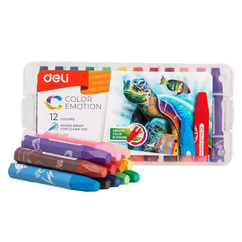 Deli Oil Pastel Crayon 12 Warna/ Krayon Deli 12 Warna