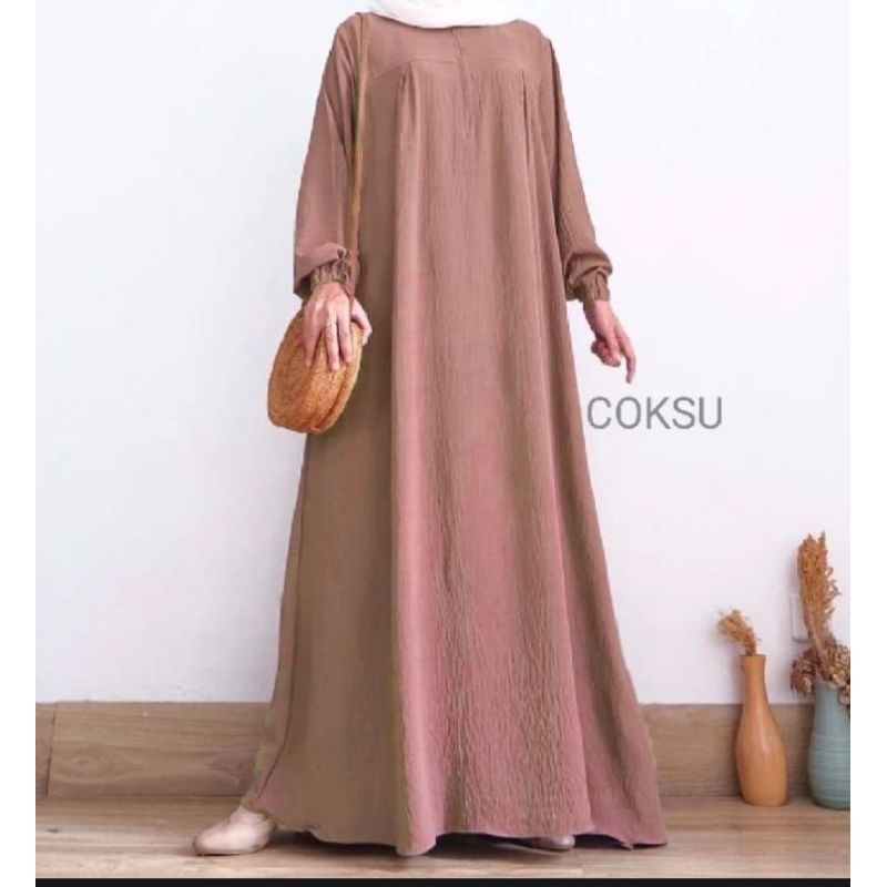 dress crinkle airflow wanita dewasa/dress crinkle sakinah/Long dress crinkle/abaya crinkle/dress mus