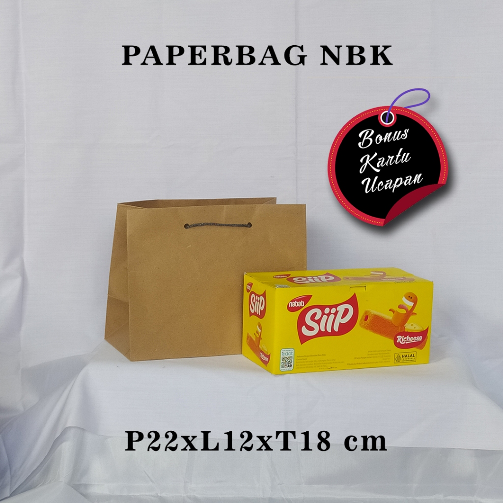 

PAPERBAG BONUS KARTU UCAPAN UKURAN R-13 (P22 X L12 X T18 CM) WARNA COKELAT POLOS