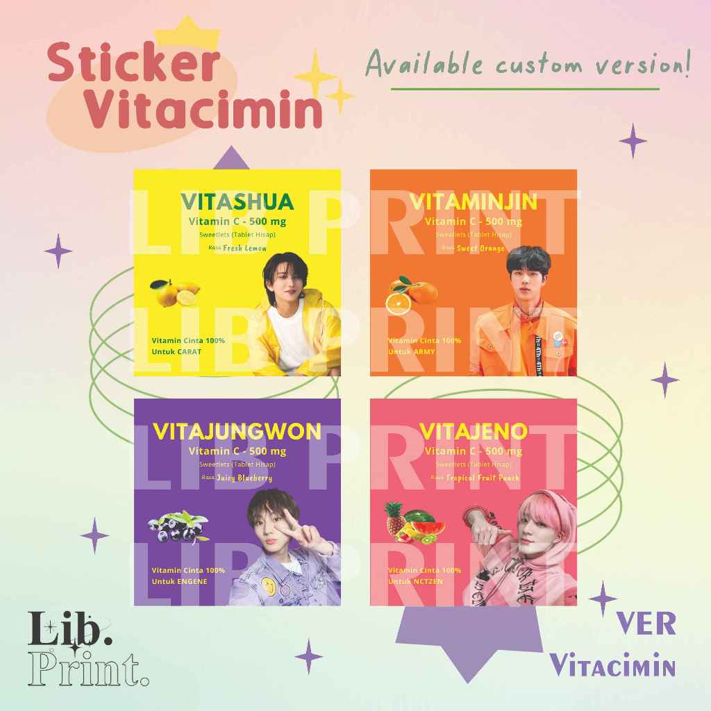 

STICKER VITACIMIN CUSTOM NCT EXO NCT DREAM NCT 127 WAYV BTS TXT ENHYPEN SEVENTEEN FREEBIES KONSER
