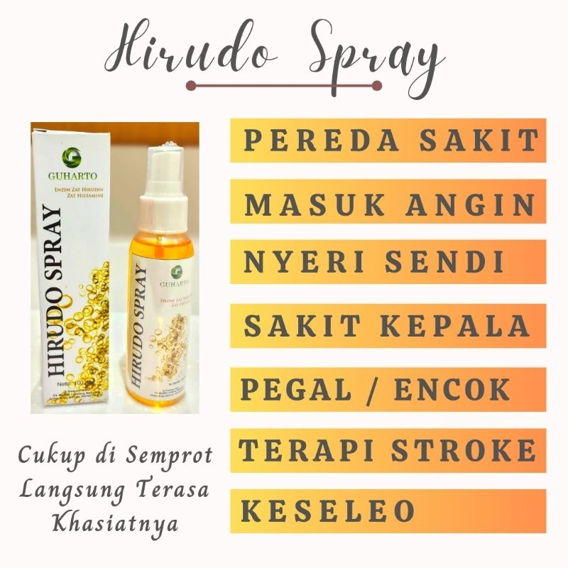 READY SIAP KIRIM HIRUDO SPRAY 100 ml - PEREDA NYERI, PEGAL LINU, ENCOK, ASAM URAT, NYERI SENDI & SAK