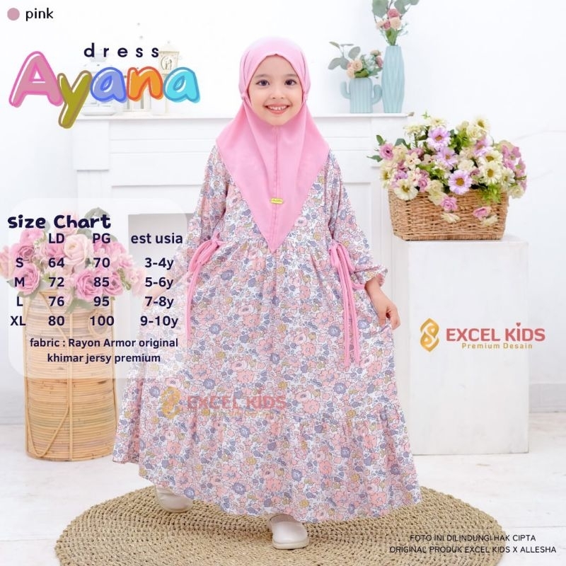 (( JR_KIDS )) GAMIS DRESS PANJANG ANAK LUCU // AYANA SET KIDS ORIGINAL BY EXCEL // BAJU GAMIS RAYON 