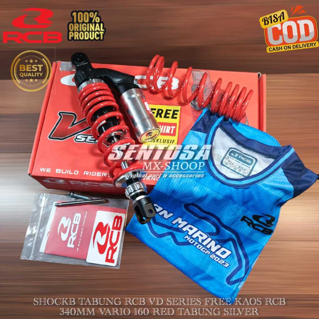 [ RCB ORIGINAL ] SHOCK TABUNG VARIO160 / STYLO160 UKURAN 340mm RCB VD-SERIES KLIK AKTIF FREE T-SHIRT