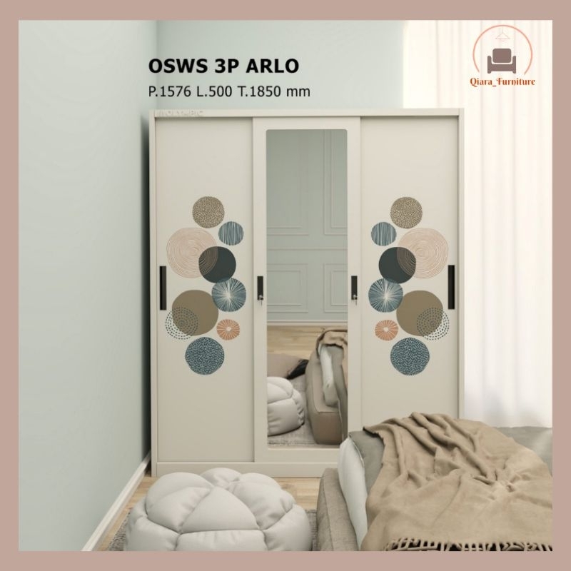 Lemari pakaian 3 pintu  full plat besi - Olymsteel