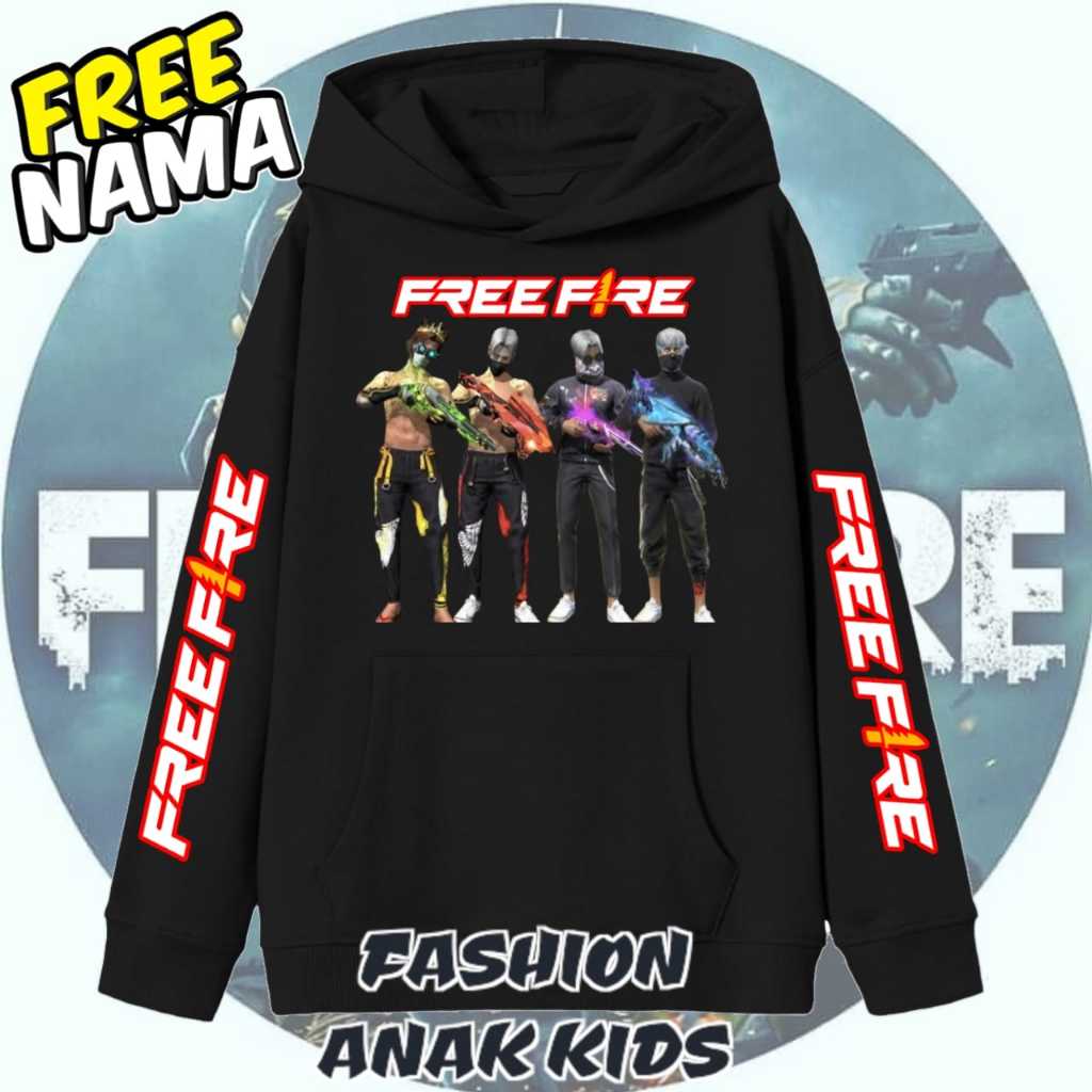 (BISA COD) JAKET HOODIE ANAK FF FREE FIRE VERSI CHAR SG SULTAN 2 JT JAKET ANAK GAME FF FREE FIRE FRE