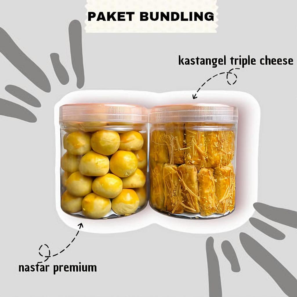 

[PAKET BUNDLING 2 TOPLES] Paket Hampers Lebaran Toples 600ml Isi 2 kue kering cookies bingkisan Wijsman wysman Premium Kue Kering Kuker Lebaran putri salju nastar kastengel palm Cheese Kue Kacang kacang bawang Nutella Tart sagu keju coklat Mede