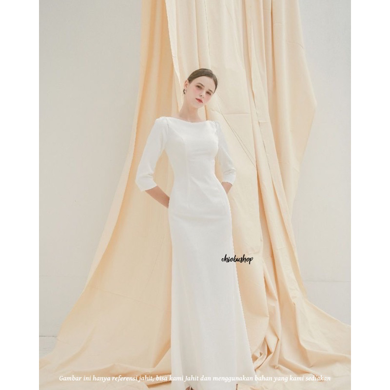 Chiobushop - (Seoyeon) Dress Gaun Putih Korean Prewedding Simple