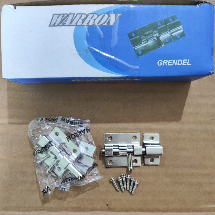GRENDEL PINTU STAINLESS 1 1/4" TEBAL WARRON / GRENDEL SLOT PINTU LEMARI SLOT KUNCI JENDELA KECIL TEB