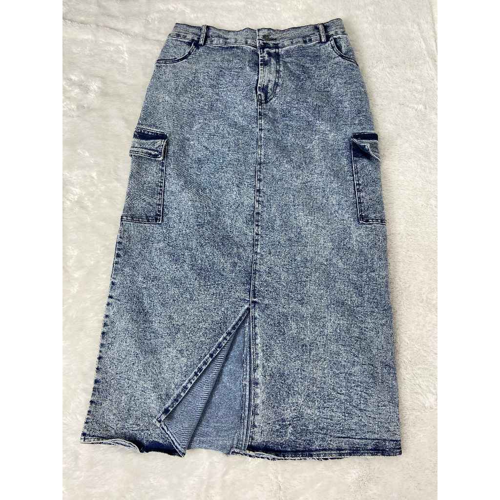Rok Cargo Jumbo Rok Jeans Cargo Wanita Super Jumbo Terbaru