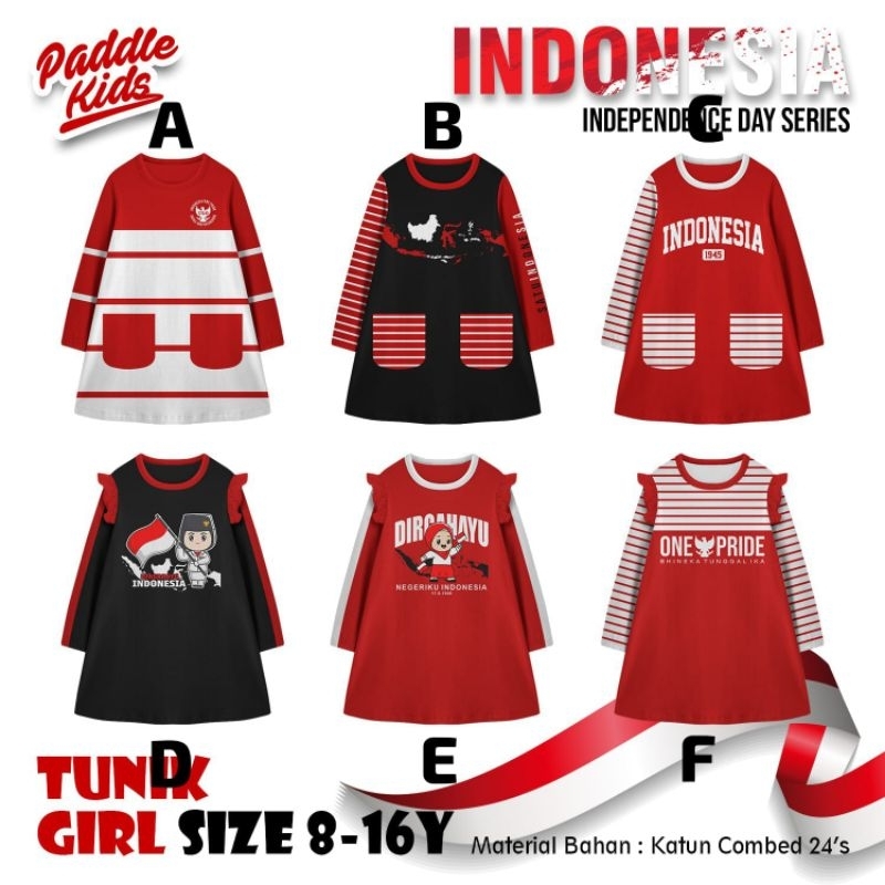 Kaos Kemerdekaan Anak Cewe Tanggung by PADDLEKIDS/ Tunik Kemerdekaan Anak Tanggung/ Kaos Kemerdekaan