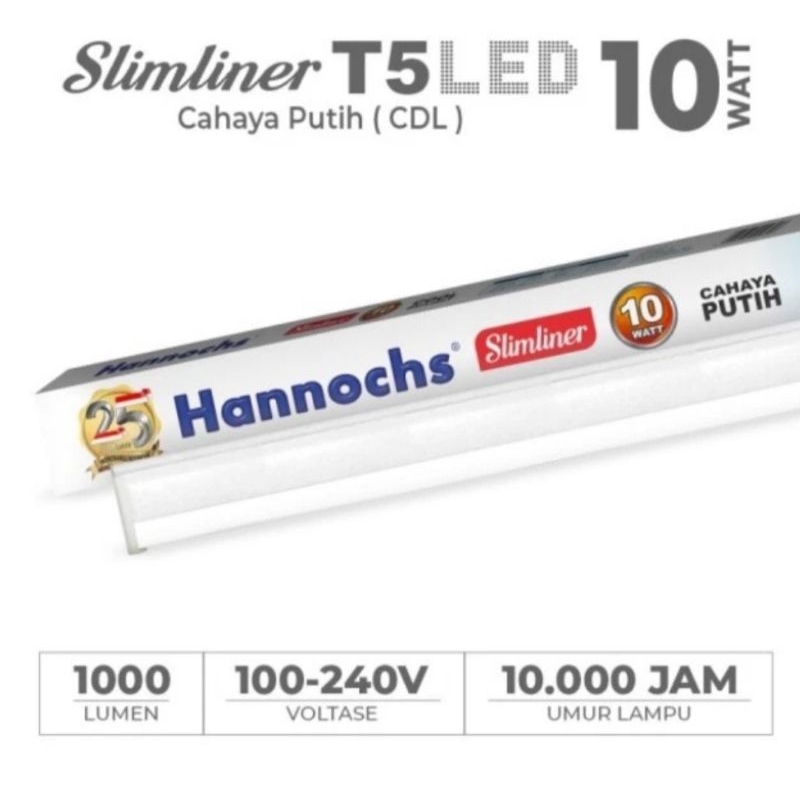 lampu neon LED slimliner T5 LED 10watt hannochs cahaya putih