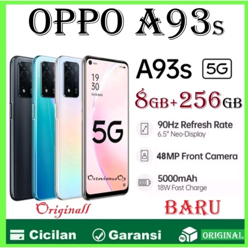 Hp OPPO A93s (5G)ORI RAM 8/256GB [5000mAh+Layar 6,5inci+Camera 48MP] BARU FULLSET GARANSI 1TAHUN