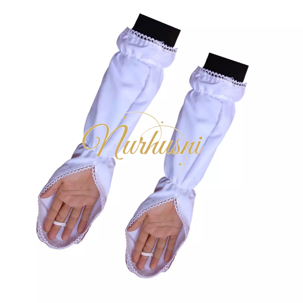 Sarung Tangan Solat Haji Dan Umroh Madinah Bahan Katun Aplikasi Renda Cantik