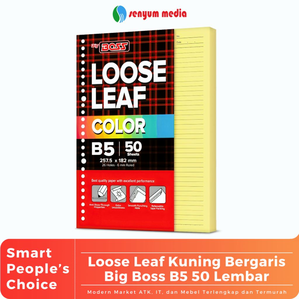

Loose Leaf Putih Bergaris Big Boss B5 50 Lembar (1 Pcs Isi 50 Lembar) (S:PCS)