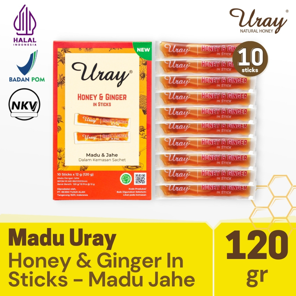 

Madu Uray Honey & Ginger In Sticks 120gr - Madu Murni - Madu Hutan