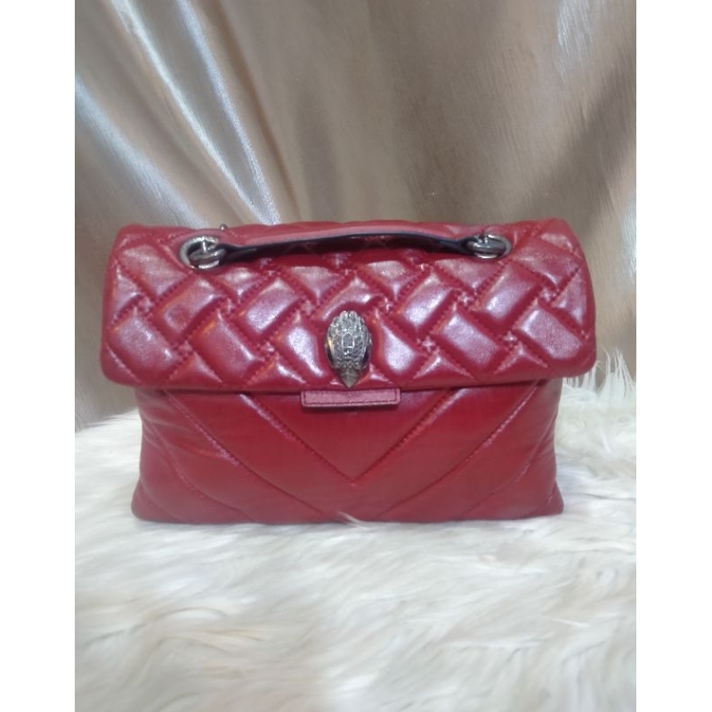 tas kulit asli selempang merah sling bag preloved