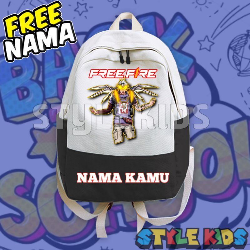 (BISA COD) FREE NAMA Tas Ransel Anak Logo Karakter Sayap Free Fire FF FREE FIRE Tas Ransel Kantong A