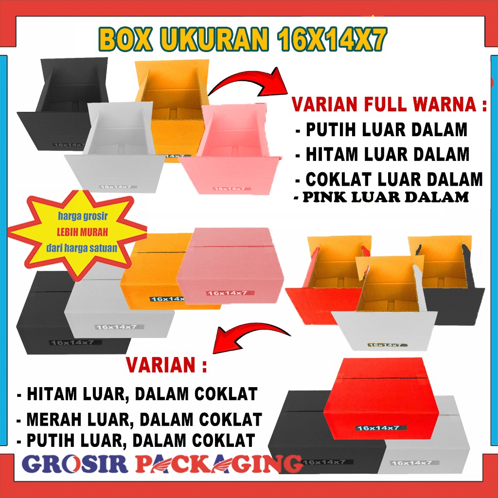 

Box 16x14x7 cm ISI 100PCS/Box Packing/Kardus/Karton Polos