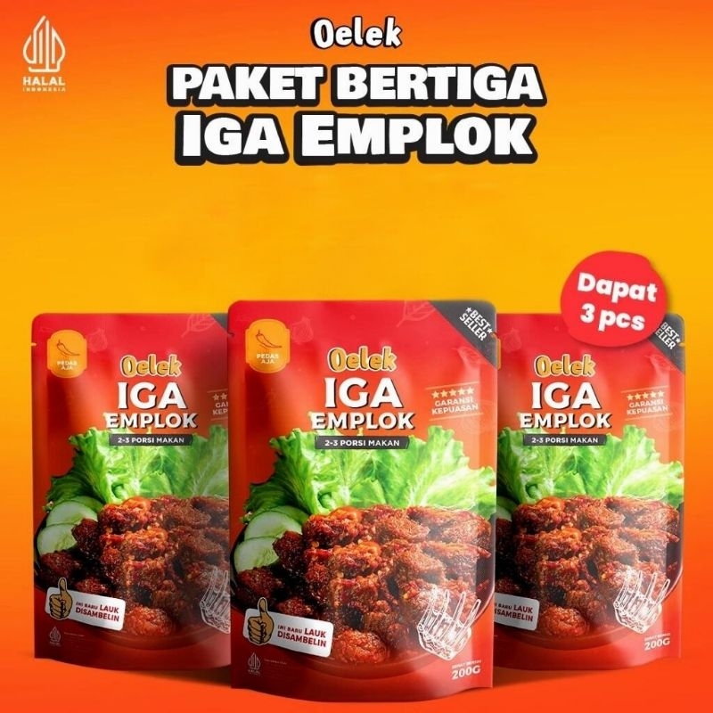 

PAKET 3 PCS IGA EMPLOK BY OELEK - 3 PACK IGA EMPLOK/IGA MERECON/IGA SAMBAL/OSENG IGA 200 GR