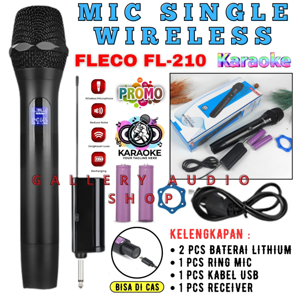 MIC Single Wireless Fleco FL-210 Bisa Di Cas | Microphone Profesional Tanpa Kabel Fleco FL-210 | COD