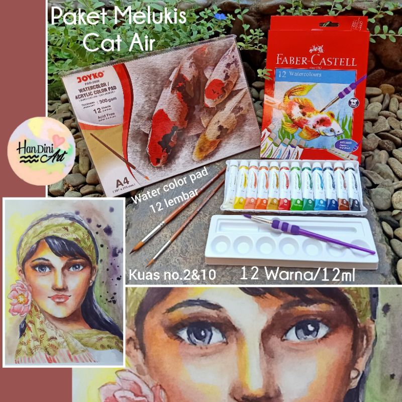 

Paket Melukis Cat Air Paket Hemat Melukis Water Color Peralatan Melukis HanDini Art