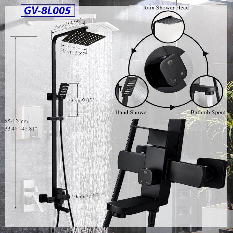 Kran shower column panas dingin/kran tiang shower hitam panas dingin