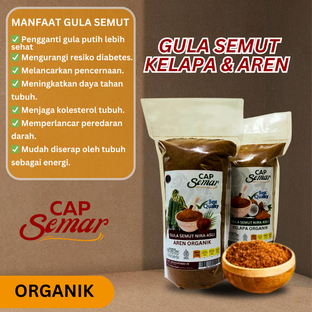 

GULA AREN & KELAPA SEMUT BUBUK ORGANIK - PALM & COCONUT SUGAR - GULA SEMUT PREMIUM 1 KG