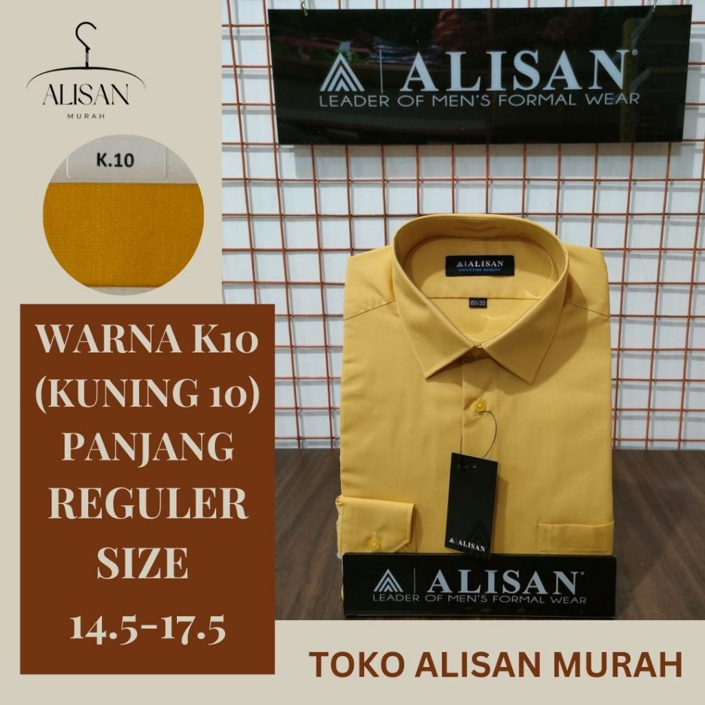 Kemeja Pria Alisan Lengan Panjang Reguler Fit Warna Kuning (K10)