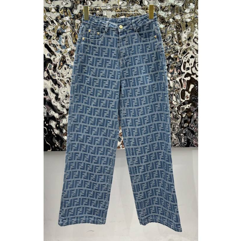 new jacquard denim pants