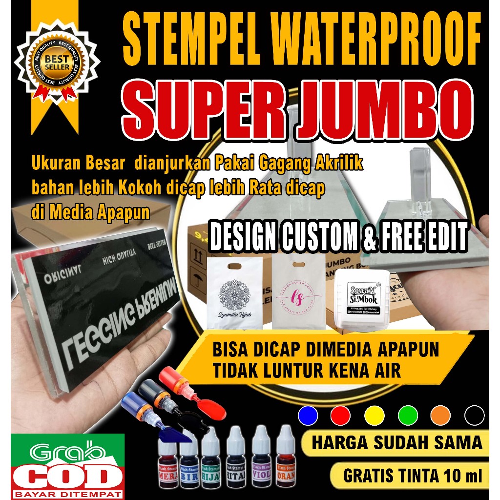 Stempel Plastik |super jumbo| Cup Gelas | Sterofoam | Mika | Kayu | Polymailer | Standing Pouch Tint