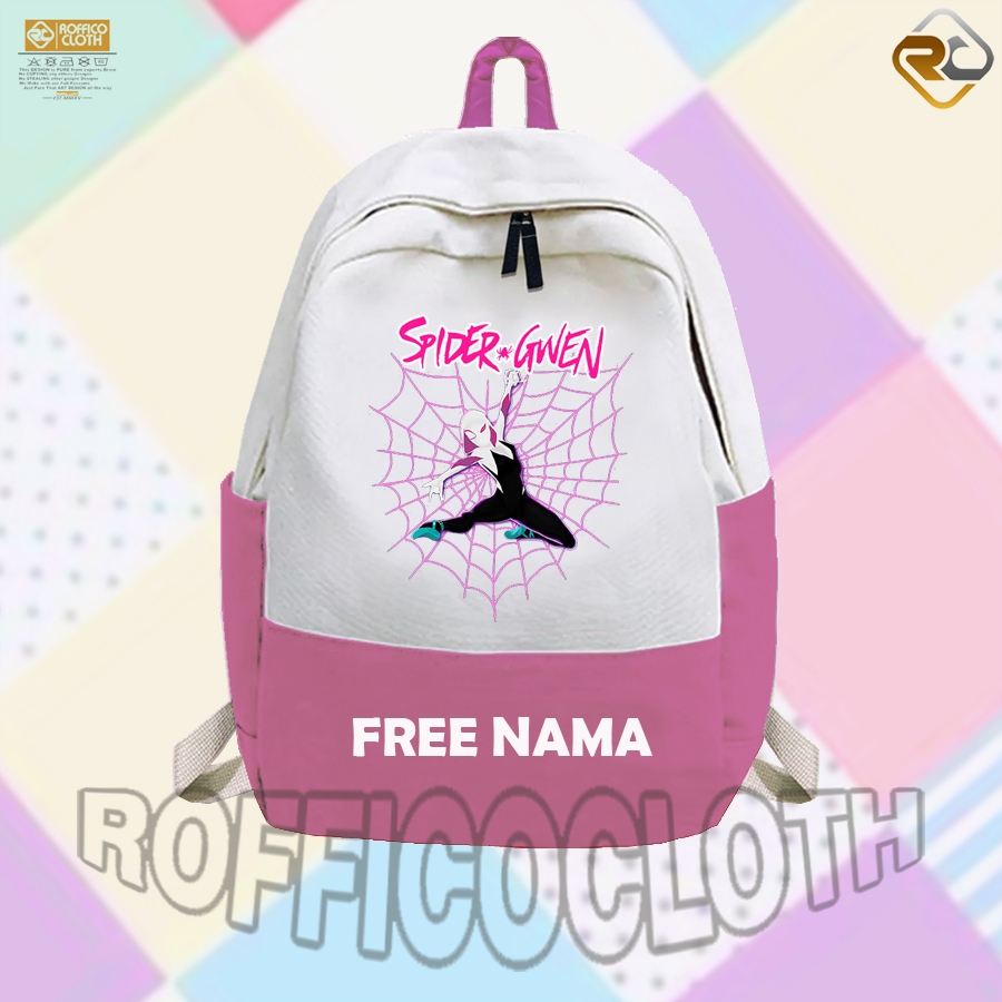 TAS RANSEL ANAK TAS SEKOLAH ANAK KARAKTER SPIDER GWEN SPIDERMAN ACROSS THE SPIDER VERSE FREE CETAK N