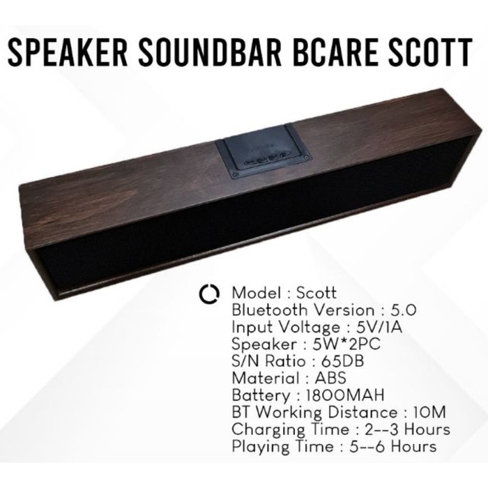 Soundbar Bcare Scott Wireless Bluetooth Speaker Original TV Salon Speker Spiker