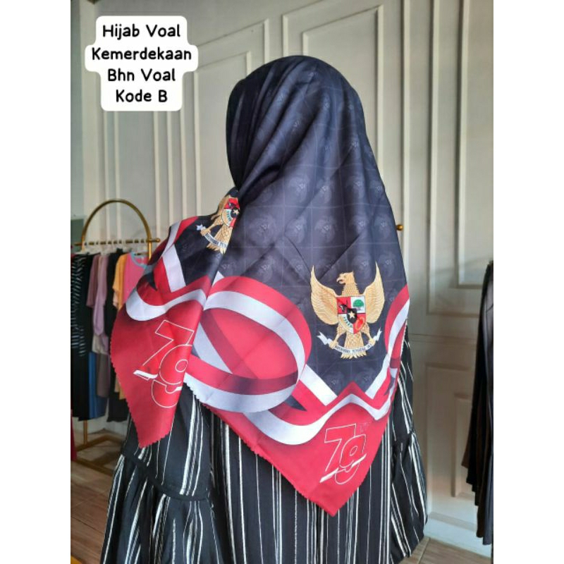Hijab Merah Putih Kemerdekaan Kerudung Segi Empat Merah Putih Kemerdekaan