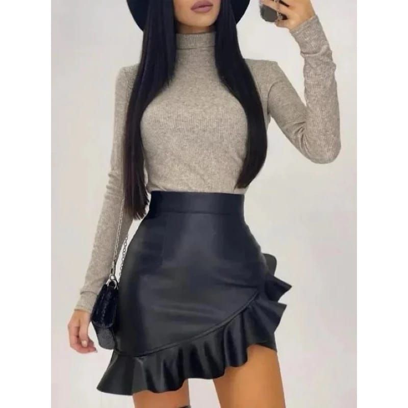 Sexy Skirt Leather / Rok Kulit Wanita Pendek